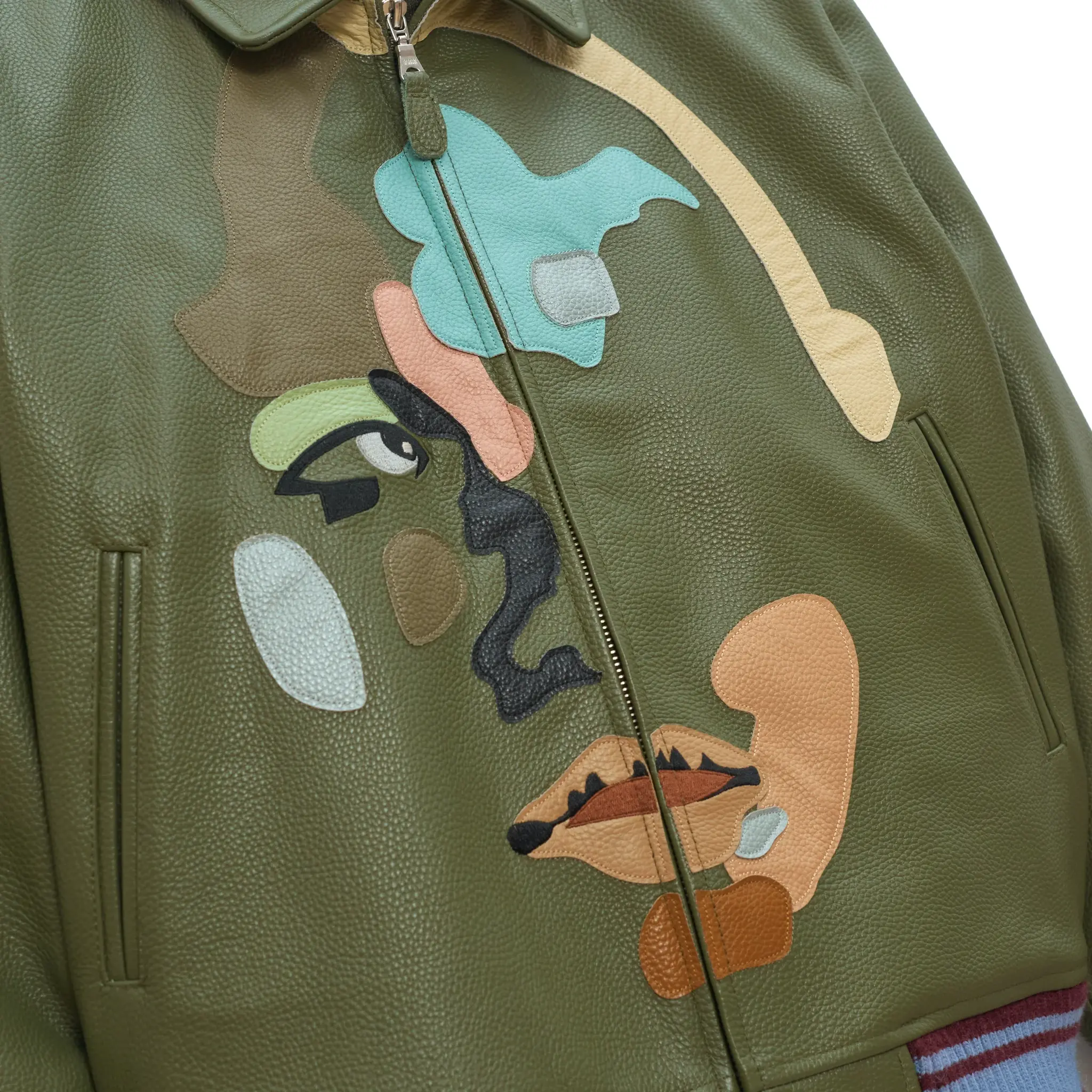 Kidsuper Patchwork Face Leather Varsity Jacket - Image 3