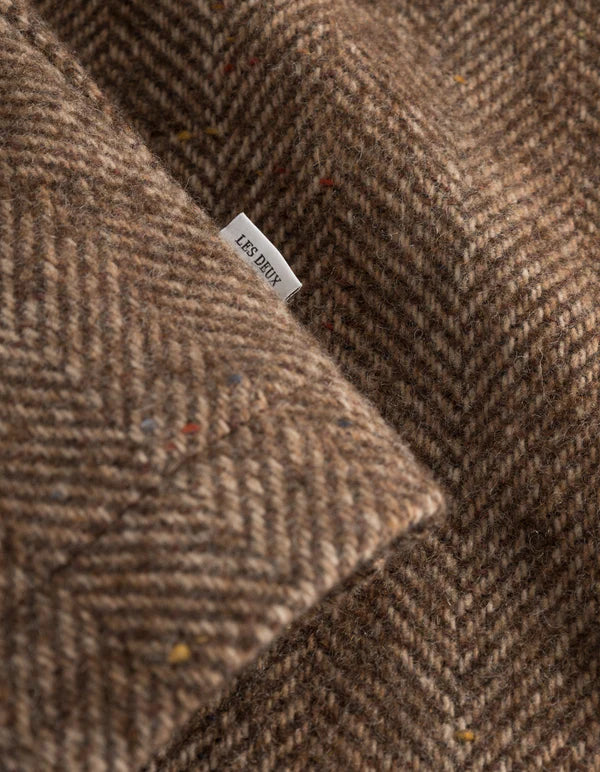 Les Deux Milian Herringbone Overshirt 'Coffee Brown/Dark Sand' - Image 3