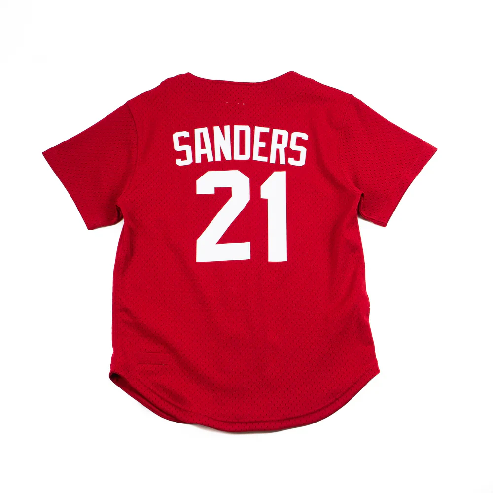 M&N MLB Cincinnati Reds 1997 Deion Sanders Batting Practice Jersey - Image 2