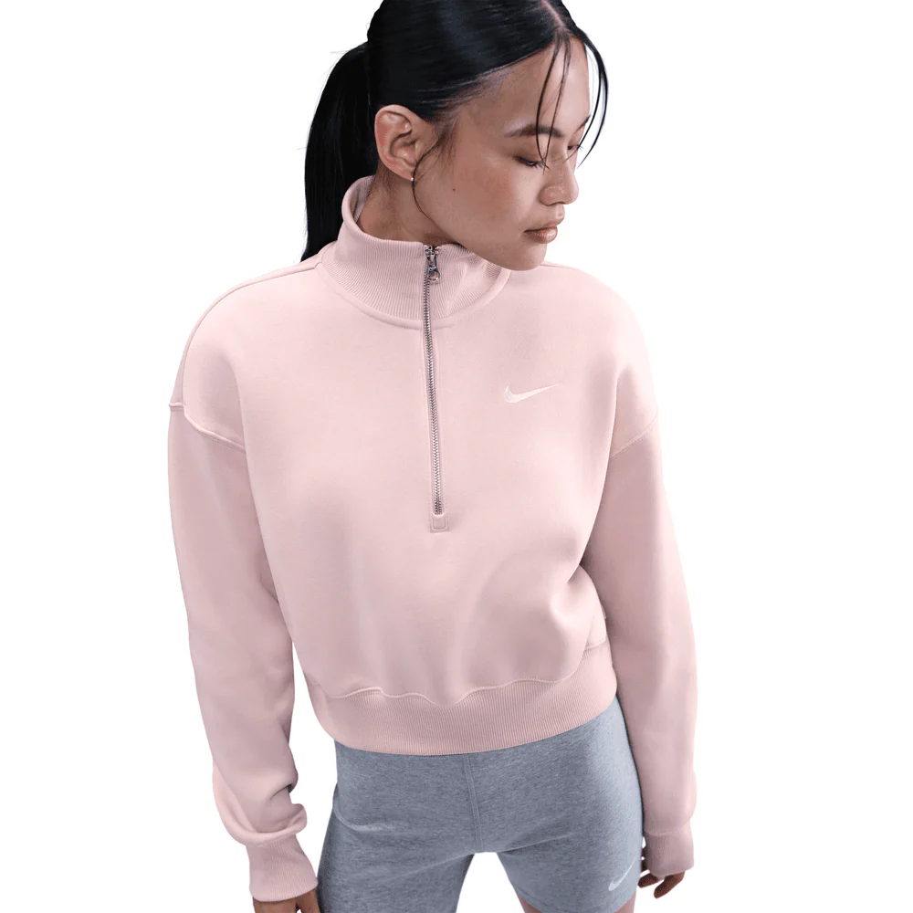 Wmns Nike Sportswear Phoenix Fleece 1/4 Zip Cropped Sweatshirt - Image 3